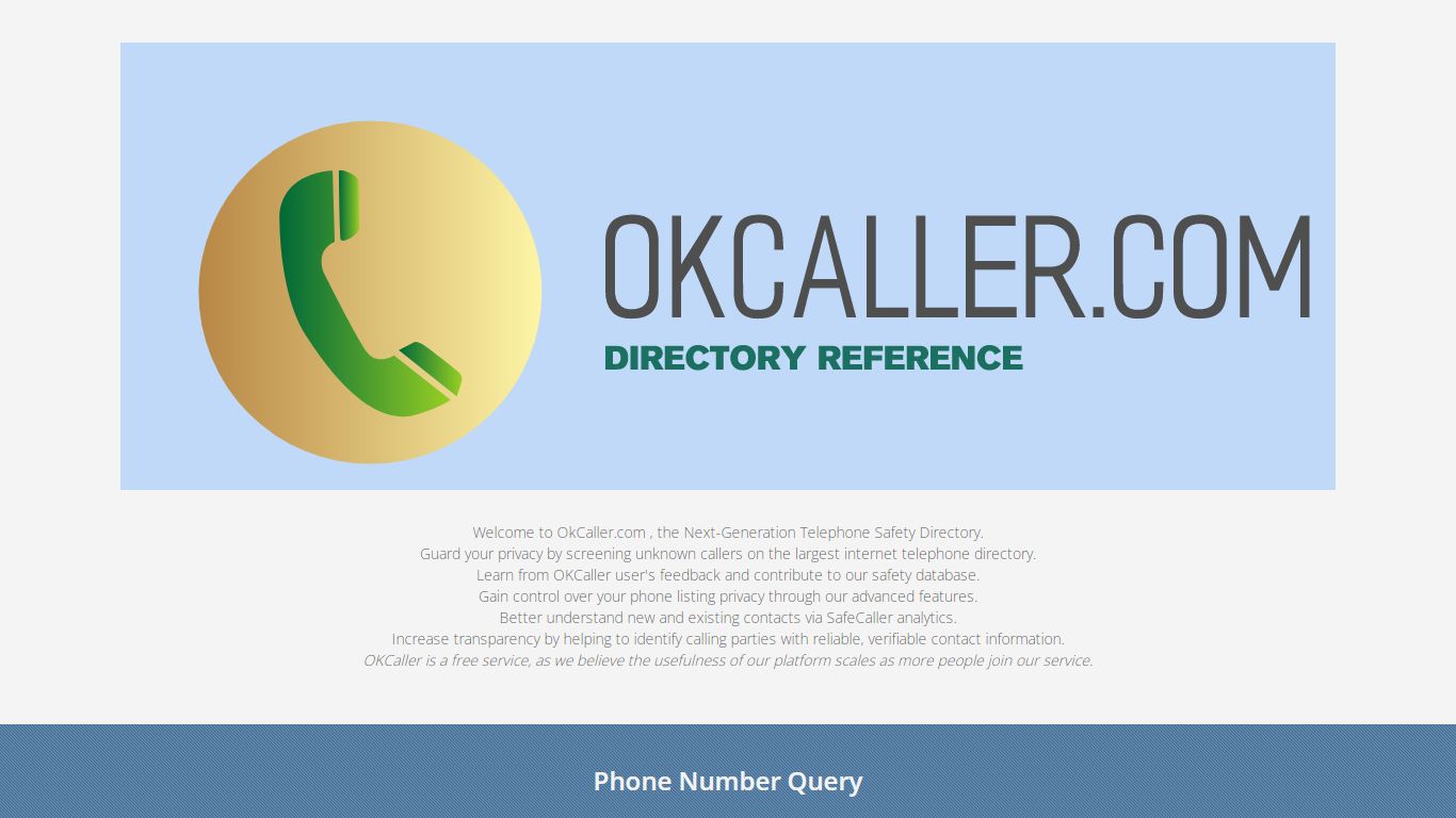 OkCaller.com Telephone Safety Directory - Home